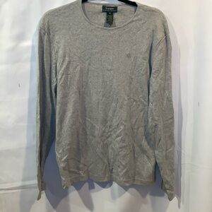 Lauren Ralph Lauren Heather Grey Ling Sleeve Cotton Top